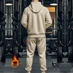 Men's Hoodie Tracksuit Full Zip Hoodie Sweatsuit Black Navy Blue Khaki Gray Hooded Plain Pocket Drawstring 2 Piece Sports & Outdoor Daily Holiday Streetwear Basic Casual Fall & Winter Clothing Apparel