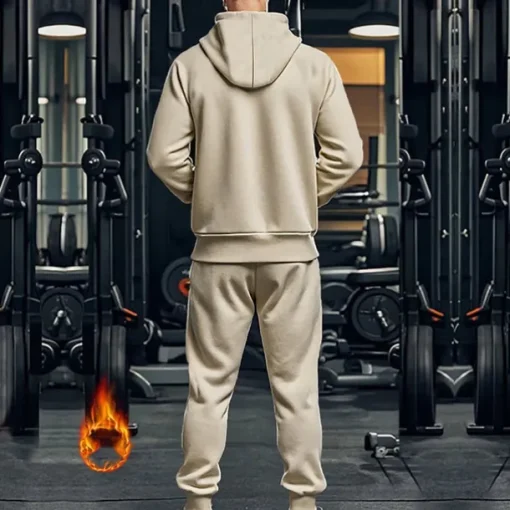 Men's Hoodie Tracksuit Full Zip Hoodie Sweatsuit Black Navy Blue Khaki Gray Hooded Plain Pocket Drawstring 2 Piece Sports & Outdoor Daily Holiday Streetwear Basic Casual Fall & Winter Clothing Apparel