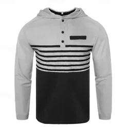 Men's Hoodie Tracksuit Sweatsuit Black White Royal Blue Khaki Dark Gray Hooded Stripes 2 Piece Sports & Outdoor Daily Holiday Streetwear Basic Casual Spring & Fall Clothing Apparel Hoodies