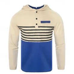 Men's Hoodie Tracksuit Sweatsuit Black White Royal Blue Khaki Dark Gray Hooded Stripes 2 Piece Sports & Outdoor Daily Holiday Streetwear Basic Casual Spring & Fall Clothing Apparel Hoodies