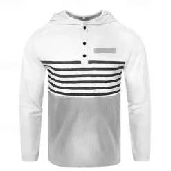 Men's Hoodie Tracksuit Sweatsuit Black White Royal Blue Khaki Dark Gray Hooded Stripes 2 Piece Sports & Outdoor Daily Holiday Streetwear Basic Casual Spring & Fall Clothing Apparel Hoodies