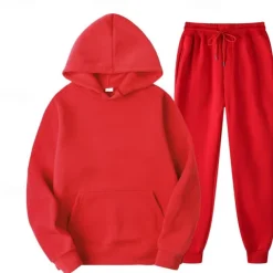 Men's Hoodie Tracksuit Sweatsuit Fleece Hoodie Black Pink Red Blue Purple Hooded Plain Pocket 2 Piece Sports & Outdoor Daily Holiday Polyester Streetwear Basic Casual Fall & Winter Clothing Apparel