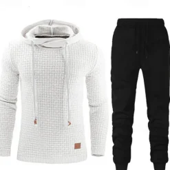 Men's Hoodie Tracksuit Sweatsuit Apricot Black White Army Green Red Hooded Plain 2 Piece Sports & Outdoor Daily Holiday Streetwear Basic Casual Spring & Fall Clothing Apparel Hoodies Sweatshirts