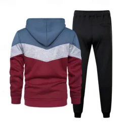 Men's Hoodie Tracksuit Sweatsuit White Wine Orange Green Hooded Color Block Patchwork 2 Piece Sports & Outdoor Daily Holiday Streetwear Basic Casual Spring & Fall Clothing Apparel Hoodies