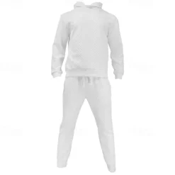 Men's Hoodie Tracksuit Sweatsuit Black White Army Green Khaki Gray Hooded Plain Jacquard 2 Piece Sports & Outdoor Daily Holiday Polyester Streetwear Basic Casual Spring & Fall Clothing Apparel