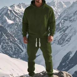 Men's Hoodie Tracksuit Sweatsuit Black White Army Green Khaki Gray Hooded Plain Jacquard 2 Piece Sports & Outdoor Daily Holiday Polyester Streetwear Basic Casual Spring & Fall Clothing Apparel