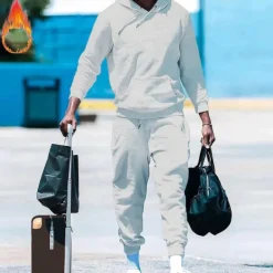 Men's Hoodie Tracksuit Sweatsuit Black White Red Royal Blue Orange Hooded Plain Drawstring 2 Piece Front Pocket Sports & Outdoor Daily Holiday Streetwear Basic Casual Fall & Winter Clothing Apparel