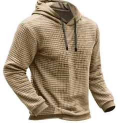 Men's Hoodie Waffle Hoodies Blue Brown Green Khaki Gray Hooded Plain Ribbed Textured Knit-texture Sports & Outdoor Daily Holiday Polyester Streetwear Cool Casual Spring & Fall Clothing Apparel