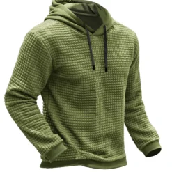Men's Hoodie Waffle Hoodies Blue Brown Green Khaki Gray Hooded Plain Ribbed Textured Knit-texture Sports & Outdoor Daily Holiday Polyester Streetwear Cool Casual Spring & Fall Clothing Apparel
