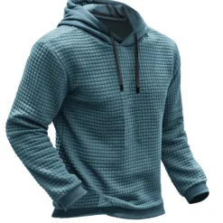 Men's Hoodie Waffle Hoodies Blue Brown Green Khaki Gray Hooded Plain Ribbed Textured Knit-texture Sports & Outdoor Daily Holiday Polyester Streetwear Cool Casual Spring & Fall Clothing Apparel