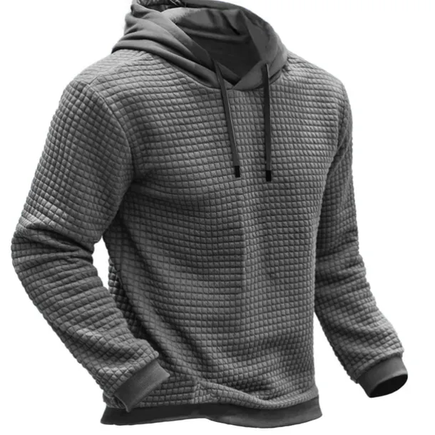 Men's Hoodie Waffle Hoodies Blue Brown Green Khaki Gray Hooded Plain Ribbed Textured Knit-texture Sports & Outdoor Daily Holiday Polyester Streetwear Cool Casual Spring & Fall Clothing Apparel