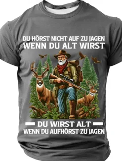Men's Hunting German T Shirt Short Sleeve T shirt 3D Print Crew Neck Shirt Fashion Daily Basic Street Casual Daily Black Blue Green Summer Spring All Seasons Clothing Apparel S M L XL XXL XXXL