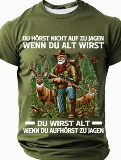 Men's Hunting German T Shirt Short Sleeve T shirt 3D Print Crew Neck Shirt Fashion Daily Basic Street Casual Daily Black Blue Green Summer Spring All Seasons Clothing Apparel S M L XL XXL XXXL