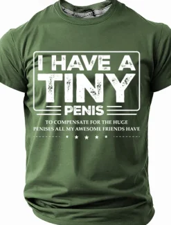Men's I Have A Tiny Penis Adult Humor T Shirt Short Sleeve T shirt 3D Print Crew Neck Shirt Fashion Daily Street Casual Black Red Blue Summer Spring Clothing Apparel