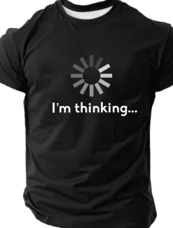 Men's I'm Thinking Funny T Shirt Short Sleeve T shirt 3D Print Crew Neck Shirt Fashion Daily Basic Street Casual Daily Black Blue Green Summer Spring All Seasons Clothing Apparel S M L XL XXL XXXL
