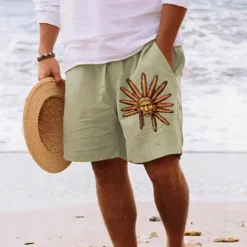 Men's Indian Culture Shorts Summer Shorts Beach Shorts Mid Waist Hawaiian Casual Holiday St. Patrick's Day Drawstring Elastic Waist Print Designer Clothing Apparel