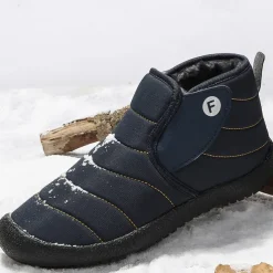 Men's Insulated Winter Snow Boots – Waterproof Slip-On Ankle Boots with Faux Fur Lining, Anti-Slip Sole for Outdoor Hiking & Cold Weather