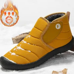 Men's Insulated Winter Snow Boots – Waterproof Slip-On Ankle Boots with Faux Fur Lining, Anti-Slip Sole for Outdoor Hiking & Cold Weather