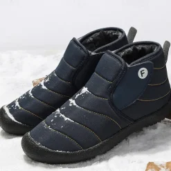 Men's Insulated Winter Snow Boots – Waterproof Slip-On Ankle Boots with Faux Fur Lining, Anti-Slip Sole for Outdoor Hiking & Cold Weather