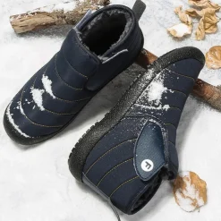 Men's Insulated Winter Snow Boots – Waterproof Slip-On Ankle Boots with Faux Fur Lining, Anti-Slip Sole for Outdoor Hiking & Cold Weather