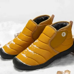 Men's Insulated Winter Snow Boots – Waterproof Slip-On Ankle Boots with Faux Fur Lining, Anti-Slip Sole for Outdoor Hiking & Cold Weather