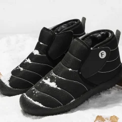 Men's Insulated Winter Snow Boots – Waterproof Slip-On Ankle Boots with Faux Fur Lining, Anti-Slip Sole for Outdoor Hiking & Cold Weather