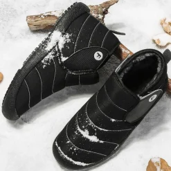 Men's Insulated Winter Snow Boots – Waterproof Slip-On Ankle Boots with Faux Fur Lining, Anti-Slip Sole for Outdoor Hiking & Cold Weather