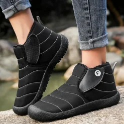 Men's Insulated Winter Snow Boots – Waterproof Slip-On Ankle Boots with Faux Fur Lining, Anti-Slip Sole for Outdoor Hiking & Cold Weather