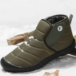 Men's Insulated Winter Snow Boots – Waterproof Slip-On Ankle Boots with Faux Fur Lining, Anti-Slip Sole for Outdoor Hiking & Cold Weather