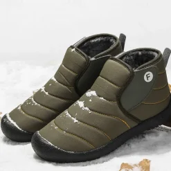 Men's Insulated Winter Snow Boots – Waterproof Slip-On Ankle Boots with Faux Fur Lining, Anti-Slip Sole for Outdoor Hiking & Cold Weather