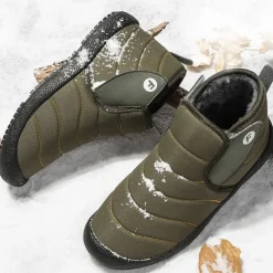 Men's Insulated Winter Snow Boots – Waterproof Slip-On Ankle Boots with Faux Fur Lining, Anti-Slip Sole for Outdoor Hiking & Cold Weather