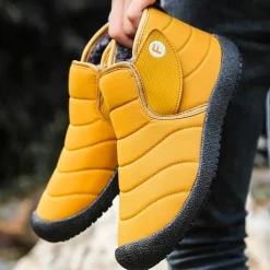 Men's Insulated Winter Snow Boots – Waterproof Slip-On Ankle Boots with Faux Fur Lining, Anti-Slip Sole for Outdoor Hiking & Cold Weather