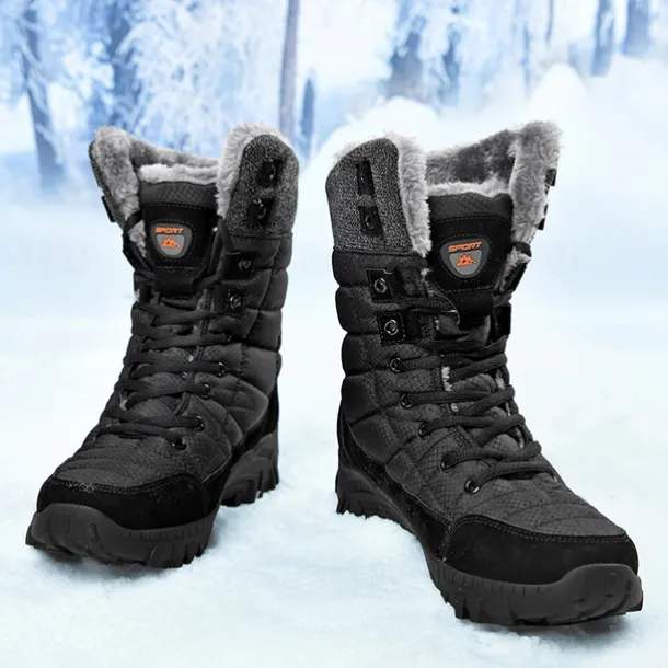 Men's Insulated Winter Snow Boots with Fur Lining - Waterproof, Anti-Slip Outdoor Boots for Cold Weather and Snowy Conditions