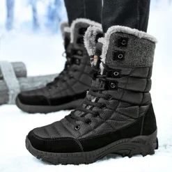 Men's Insulated Winter Snow Boots with Fur Lining - Waterproof, Anti-Slip Outdoor Boots for Cold Weather and Snowy Conditions