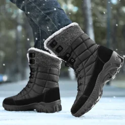 Men's Insulated Winter Snow Boots with Fur Lining - Waterproof, Anti-Slip Outdoor Boots for Cold Weather and Snowy Conditions