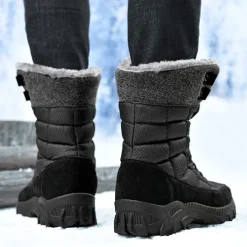 Men's Insulated Winter Snow Boots with Fur Lining - Waterproof, Anti-Slip Outdoor Boots for Cold Weather and Snowy Conditions