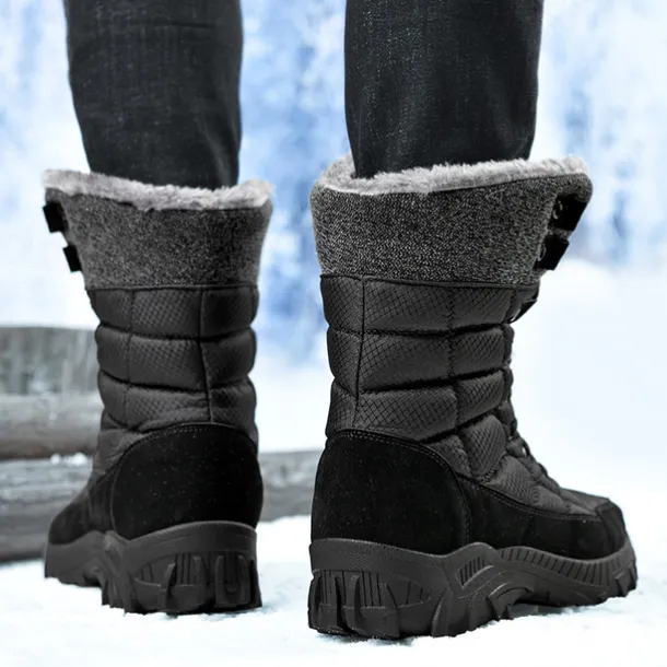 Men's Insulated Winter Snow Boots with Fur Lining - Waterproof, Anti-Slip Outdoor Boots for Cold Weather and Snowy Conditions