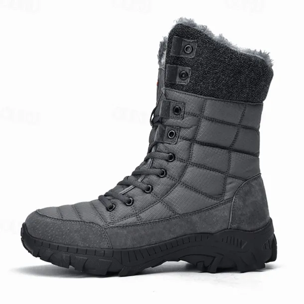 Men's Insulated Winter Snow Boots with Fur Lining - Waterproof, Anti-Slip Outdoor Boots for Cold Weather and Snowy Conditions