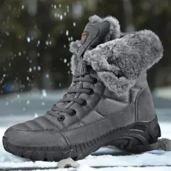 Men's Insulated Winter Snow Boots with Fur Lining - Waterproof, Anti-Slip Outdoor Boots for Cold Weather and Snowy Conditions