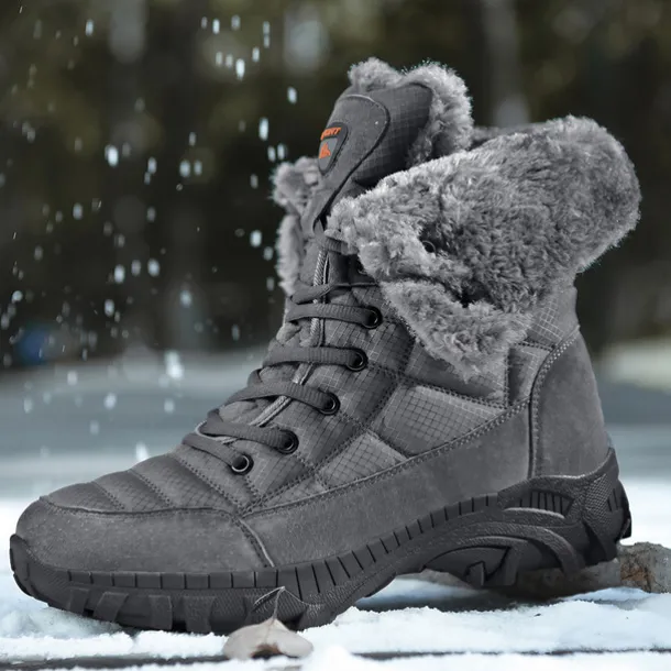 Men's Insulated Winter Snow Boots with Fur Lining - Waterproof, Anti-Slip Outdoor Boots for Cold Weather and Snowy Conditions