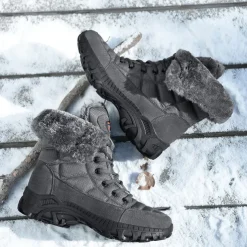 Men's Insulated Winter Snow Boots with Fur Lining - Waterproof, Anti-Slip Outdoor Boots for Cold Weather and Snowy Conditions