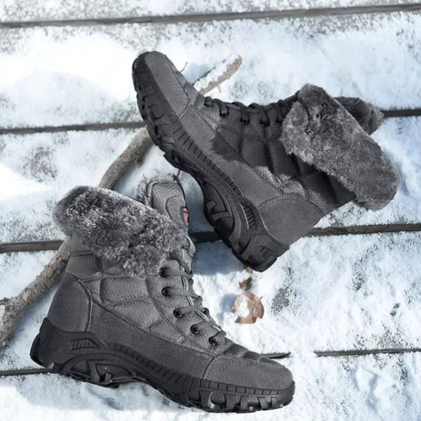 Men's Insulated Winter Snow Boots with Fur Lining - Waterproof, Anti-Slip Outdoor Boots for Cold Weather and Snowy Conditions