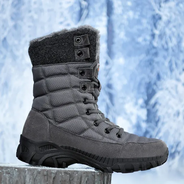 Men's Insulated Winter Snow Boots with Fur Lining - Waterproof, Anti-Slip Outdoor Boots for Cold Weather and Snowy Conditions