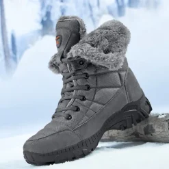 Men's Insulated Winter Snow Boots with Fur Lining - Waterproof, Anti-Slip Outdoor Boots for Cold Weather and Snowy Conditions