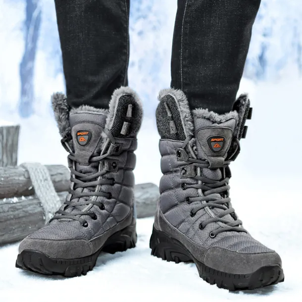 Men's Insulated Winter Snow Boots with Fur Lining - Waterproof, Anti-Slip Outdoor Boots for Cold Weather and Snowy Conditions