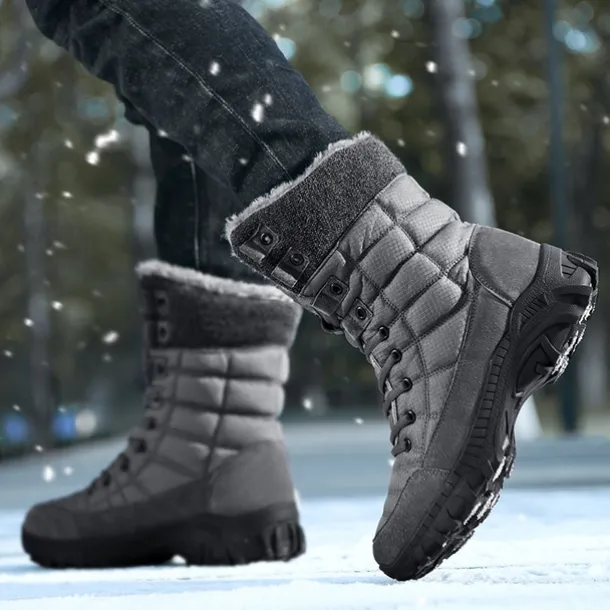 Men's Insulated Winter Snow Boots with Fur Lining - Waterproof, Anti-Slip Outdoor Boots for Cold Weather and Snowy Conditions
