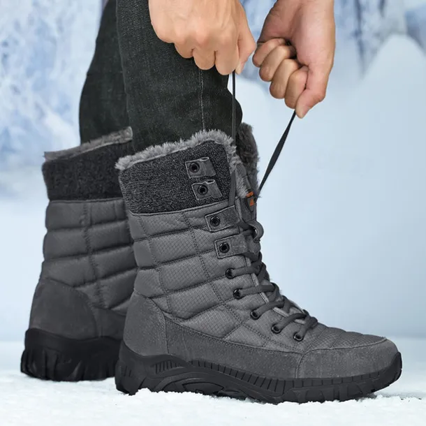Men's Insulated Winter Snow Boots with Fur Lining - Waterproof, Anti-Slip Outdoor Boots for Cold Weather and Snowy Conditions