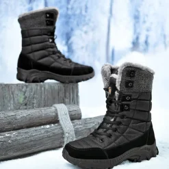 Men's Insulated Winter Snow Boots with Fur Lining - Waterproof, Anti-Slip Outdoor Boots for Cold Weather and Snowy Conditions