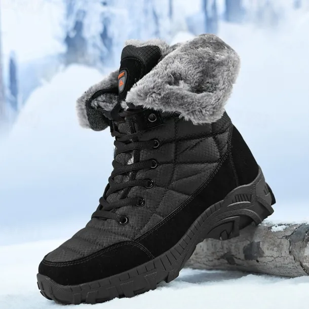 Men's Insulated Winter Snow Boots with Fur Lining - Waterproof, Anti-Slip Outdoor Boots for Cold Weather and Snowy Conditions