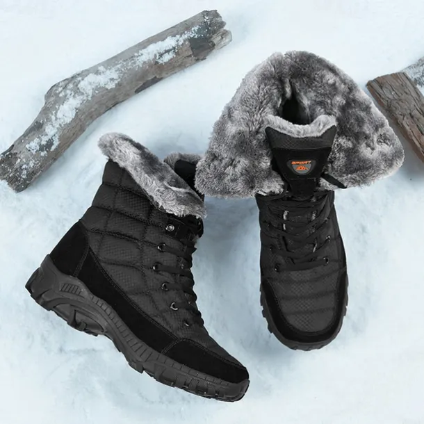 Men's Insulated Winter Snow Boots with Fur Lining - Waterproof, Anti-Slip Outdoor Boots for Cold Weather and Snowy Conditions